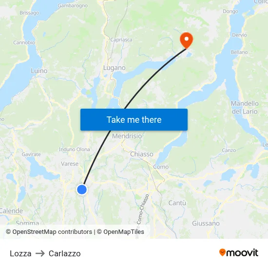 Lozza to Carlazzo map