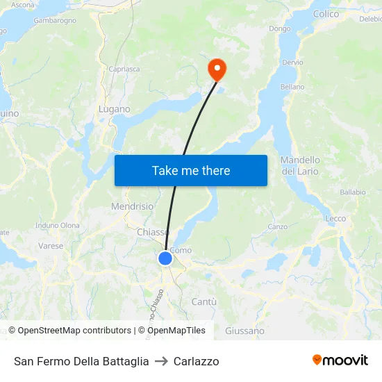 San Fermo Della Battaglia to Carlazzo map