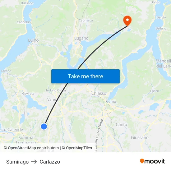 Sumirago to Carlazzo map