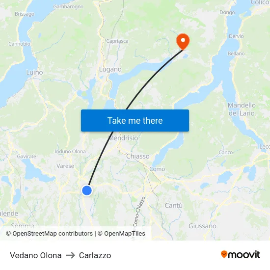 Vedano Olona to Carlazzo map