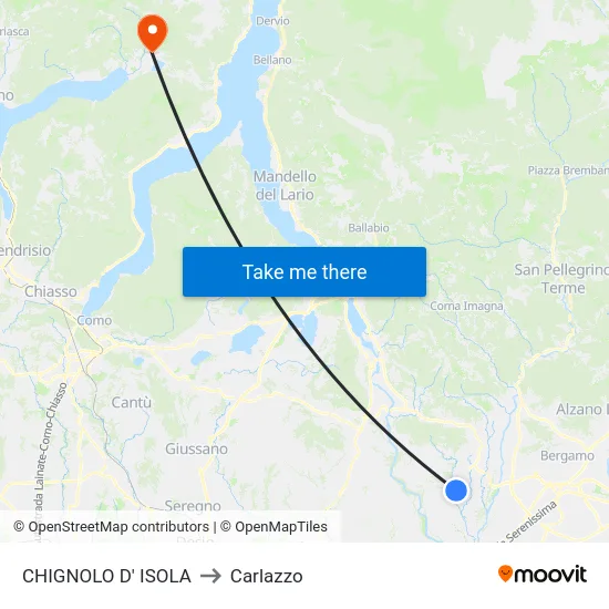 Chignolo D' Isola to Carlazzo map