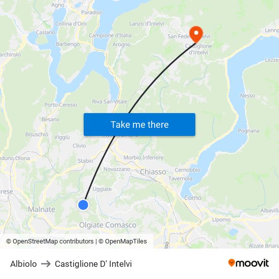 Albiolo to Castiglione D' Intelvi map