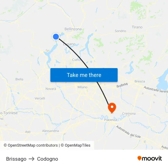 Brissago to Codogno map