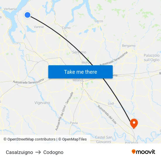 Casalzuigno to Codogno map