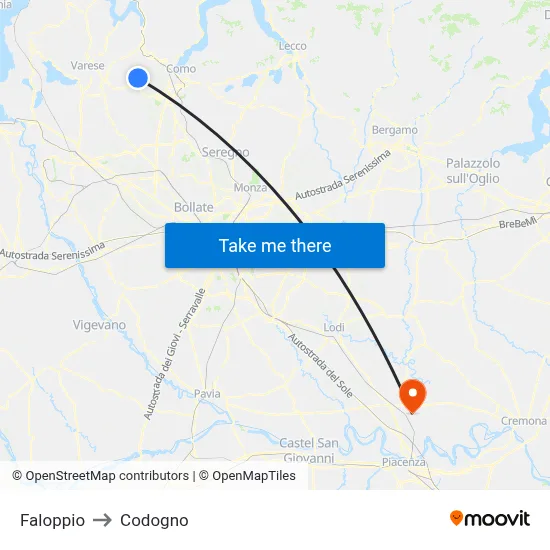 Faloppio to Codogno map