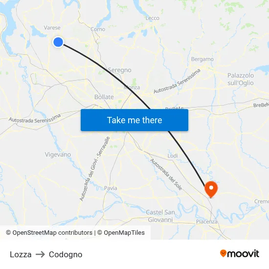 Lozza to Codogno map
