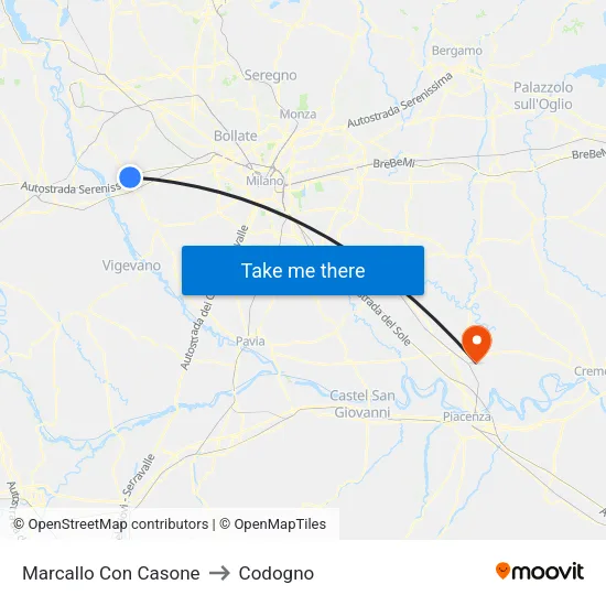 Marcallo con Casone to Codogno map