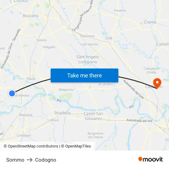 Sommo to Codogno map
