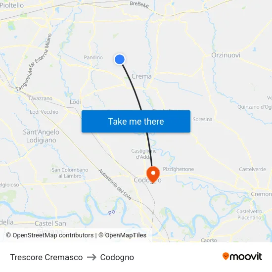 Trescore Cremasco to Codogno map
