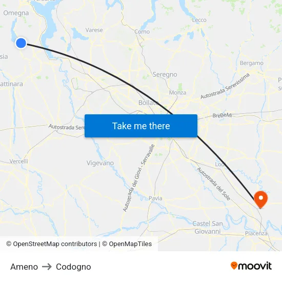 Ameno to Codogno map