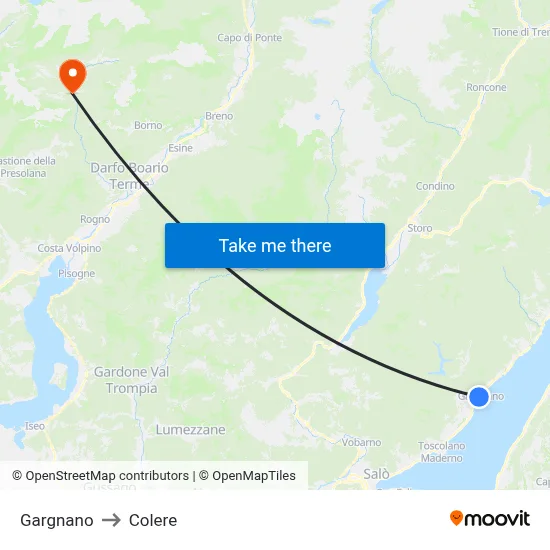 Gargnano to Colere map