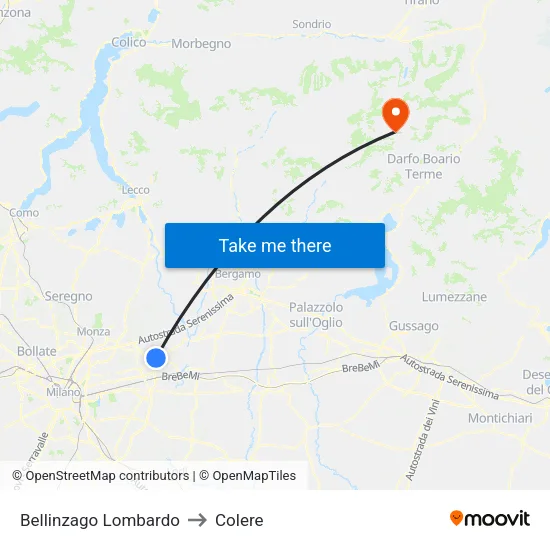 Bellinzago Lombardo to Colere map
