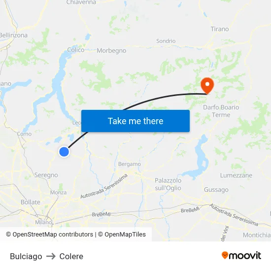Bulciago to Colere map