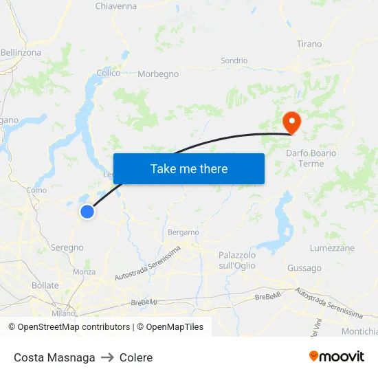 Costa Masnaga to Colere map