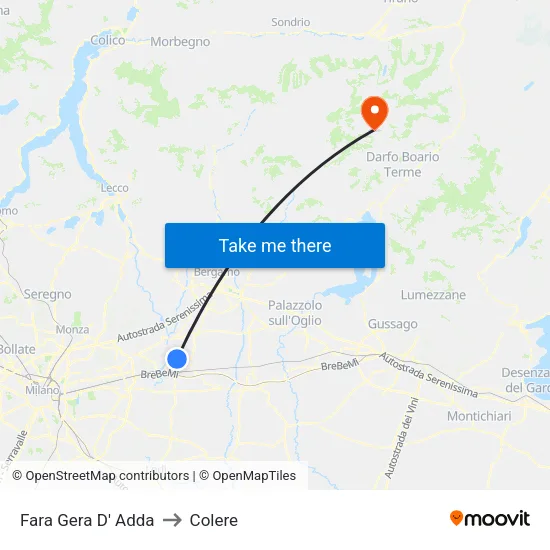 Fara Gera D' Adda to Colere map