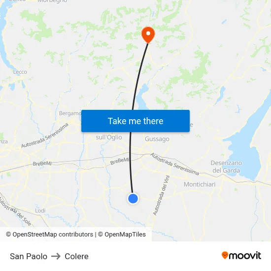 San Paolo to Colere map