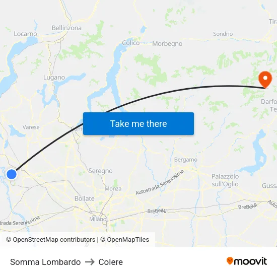 Somma Lombardo to Colere map