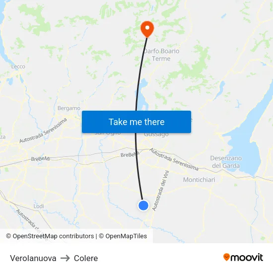 Verolanuova to Colere map
