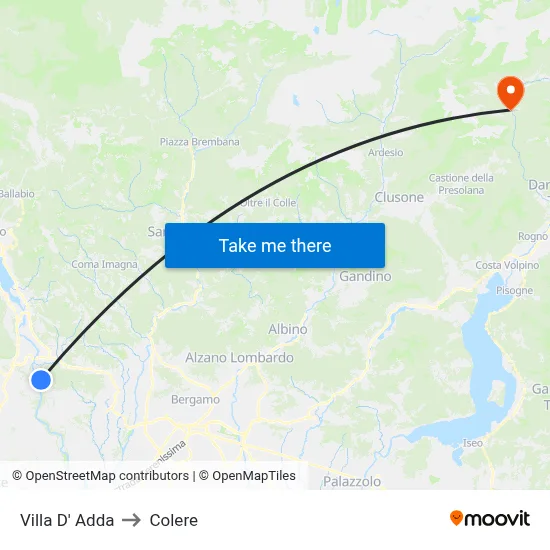 Villa D' Adda to Colere map