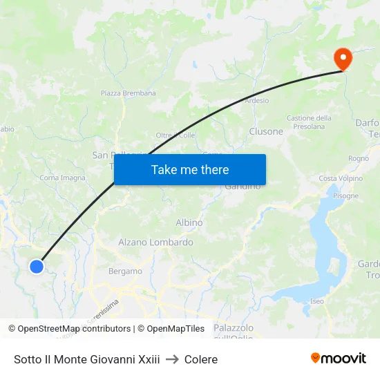 Sotto Il Monte Giovanni Xxiii to Colere map