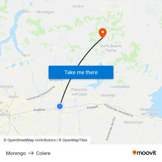 Morengo to Colere map