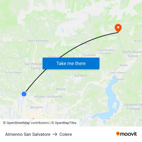 Almenno San Salvatore to Colere map