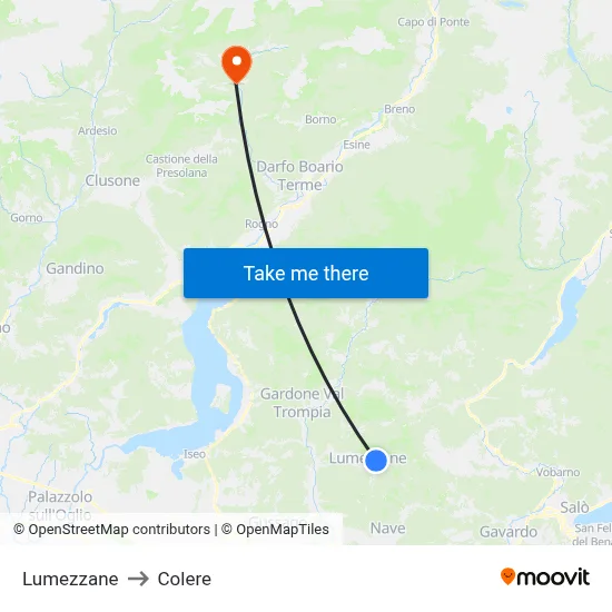 Lumezzane to Colere map