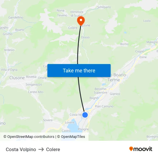 Costa Volpino to Colere map