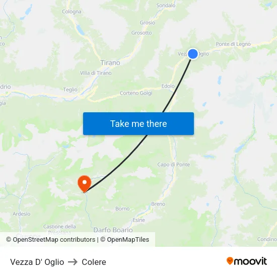 Vezza D' Oglio to Colere map