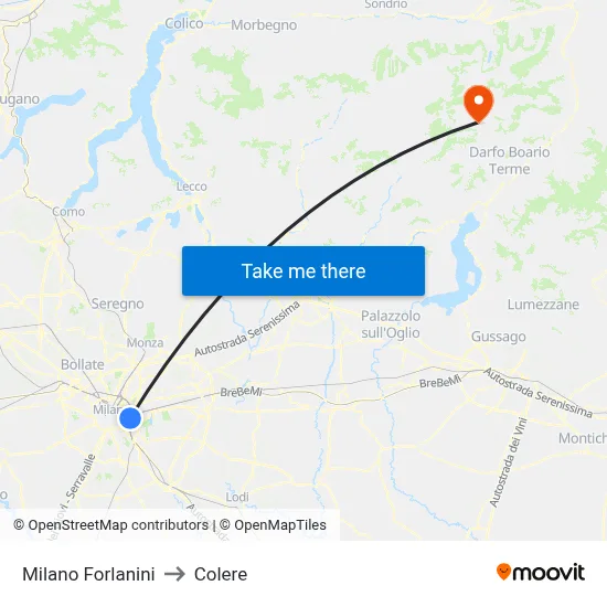 Milan Forlanini to Colere map