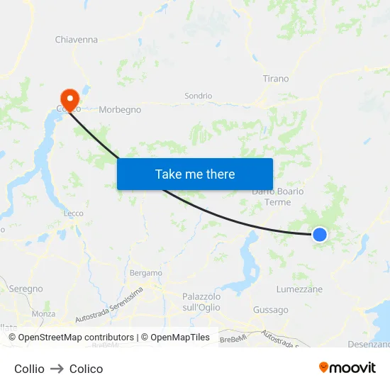 Collio to Colico map