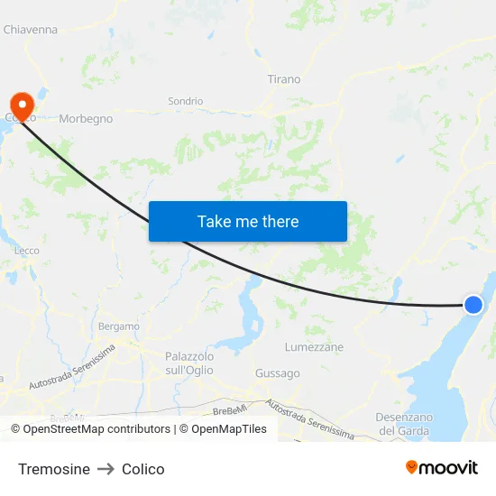 Tremosine to Colico map