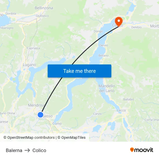 Balerna to Colico map