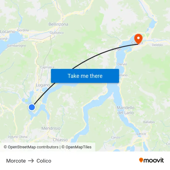 Morcote to Colico map