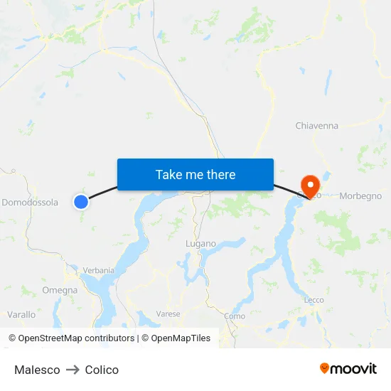 Malesco to Colico map