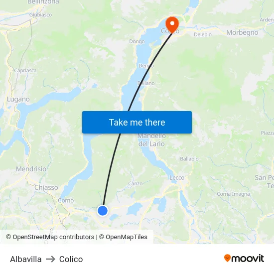 Albavilla to Colico map