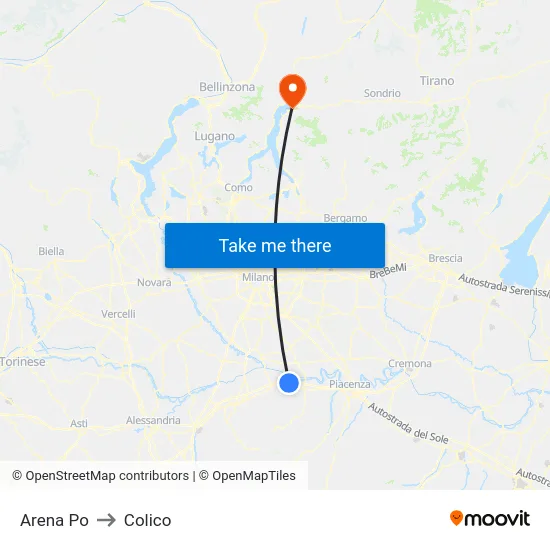 Arena Po to Colico map