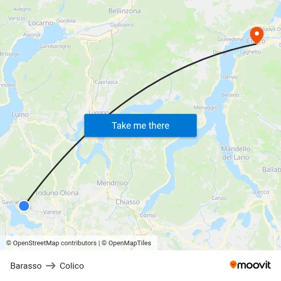 Barasso to Colico map