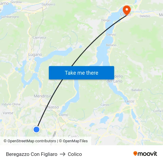 Beregazzo con Figliaro to Colico map
