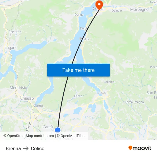 Brenna to Colico map