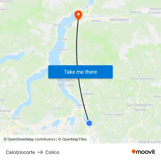 Calolziocorte to Colico map