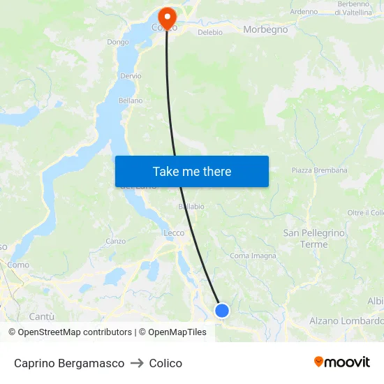 Caprino Bergamasco to Colico map