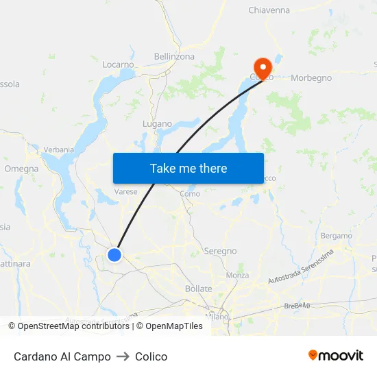 Cardano Al Campo to Colico map