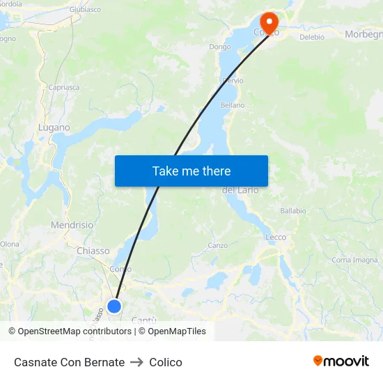 Casnate Con Bernate to Colico map