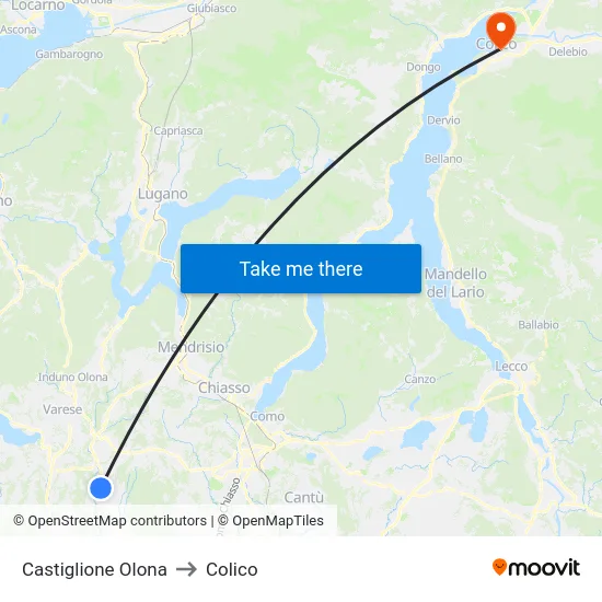 Castiglione Olona to Colico map
