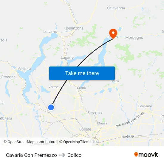Cavaria Con Premezzo to Colico map