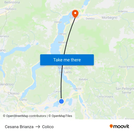 Cesana Brianza to Colico map
