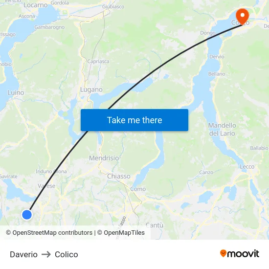 Daverio to Colico map