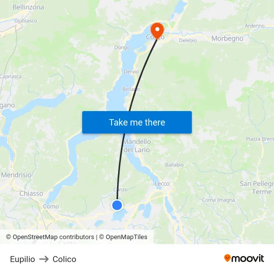 Eupilio to Colico map