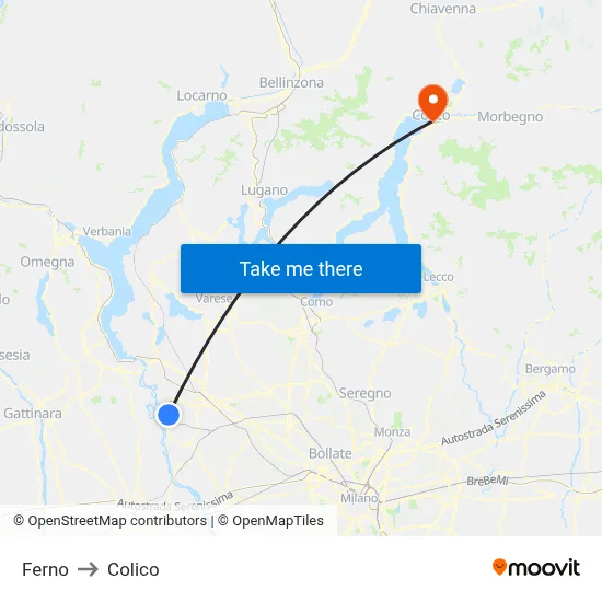 Ferno to Colico map